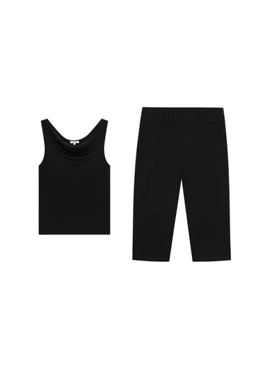 black tank top and capri