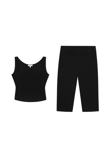 black tank top and capri