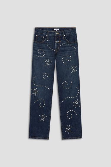 BOYFRIEND JEAN - DARK WASH STUDS