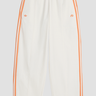 white adidas trackpant with orange stripes