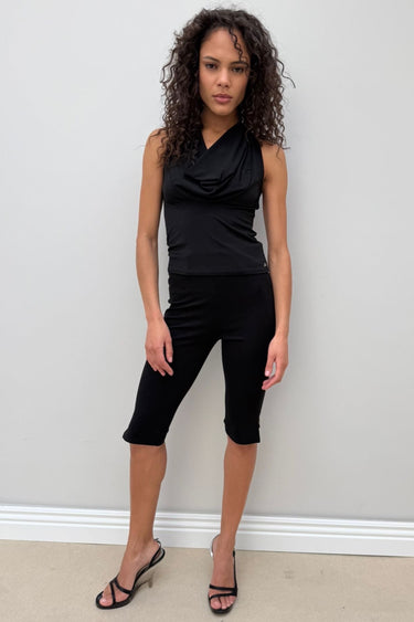 black cowlneck racerback tank