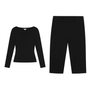 black long sleeve tshirt and capri