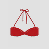 red bikini with laced stitch detailing